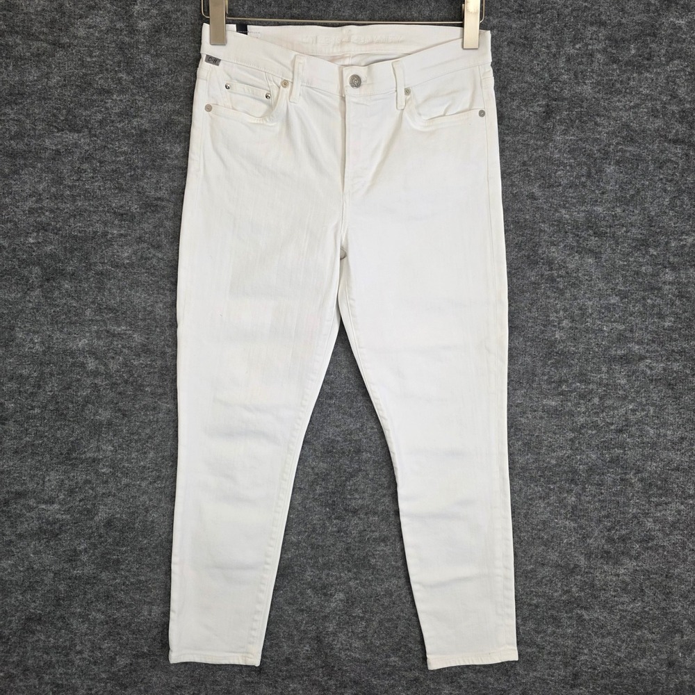 Citizens of Humanity Rocket Crop High Rise White Denim Skinny Jeans Womens Sz 28
